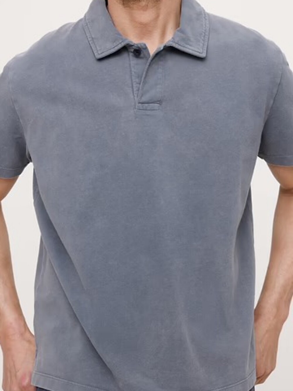 Banana Republic.  Relaxed Sueded Cotton Polo. Blue
